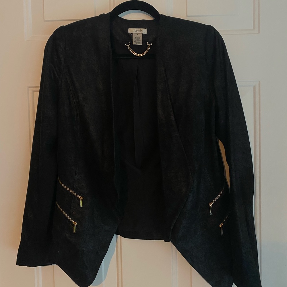 Cache suede jacket with gold zipper details size 4
